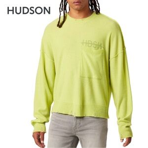 Hudson Jeans Merino/Cashmere Men’s Pullover Sweater - Lime Collection